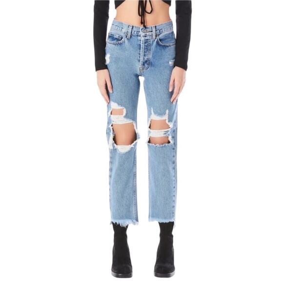 CARMAR Emelia Straight Leg Jean Women Sz 28 Blue Distressed Gorpcore Grunge Boho - Picture 11 of 11